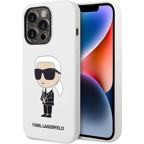 Karl Lagerfeld KLHCP14XSNIKBCH Coque Rigide en Silicone pour iPhone 14 Pro Max 6,7" Blanc Iconic
