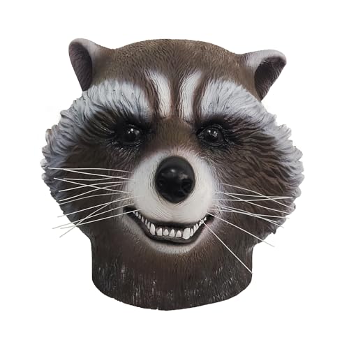 LePyCos Masque complet en latex de raton laveur pour adultes – Masque de costumade animal pour Halloween, fêtes costumées et jeux de rôle