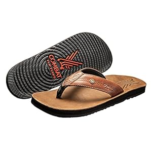 Combat Flip Flops Mens AK Brown Leather Ergo Mens Flip Flops – Bad for Running, Worse for Fighting