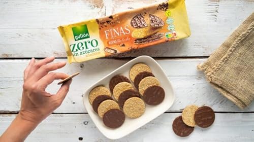 Gullon Zero | Zuckerfreie dünne Haferkekse mit Milchschokolade | 2 Packungen à 150 g