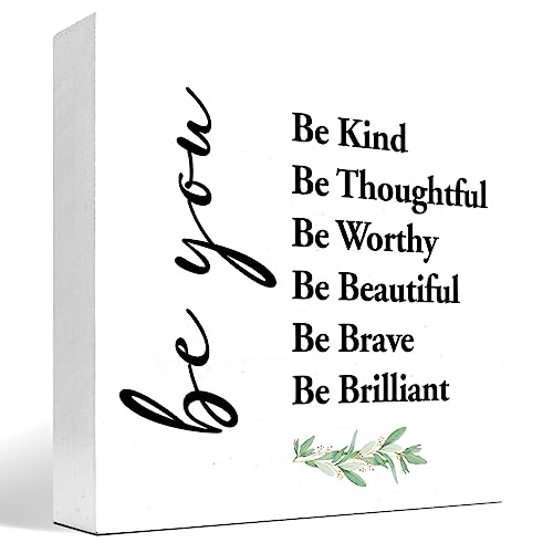 Be You Be Kind Be Thoughtful Wood Block Sign Desk