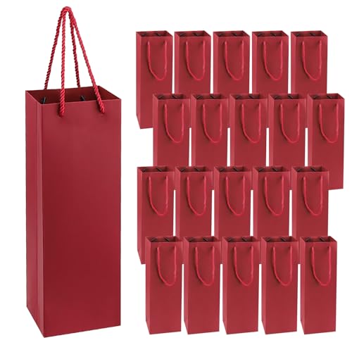 Pochette Cadeau Bouteille,20 PCS Pochettes Sacs Cadeaux de Bouteilles de Vin en Papier Kraft, Cadeaux pour Vin avec Poignées, pour Noël, Fêtes, Anniversaires, Mariages Papier Kraft