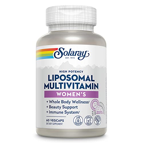 SOLARAY Liposomal Multivitamin for Women Enhanced Absorption High Potency w/Iron Vitamin D Vitamin C B12 Biotin CoQ10 Immune Support Bone Health Vegan 30 Servings 60 VegCaps