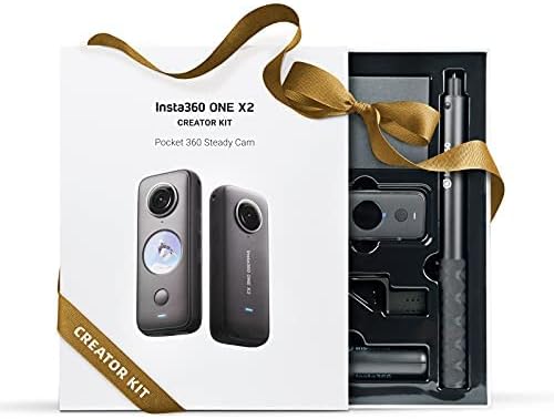 Insta360 ONE X2 360 Degree Waterproof Action Camera, 5.7K 360, Stabilization, Touch Screen, AI Editing, Live Streaming, Webcam, Voice Control (Creator Kit)