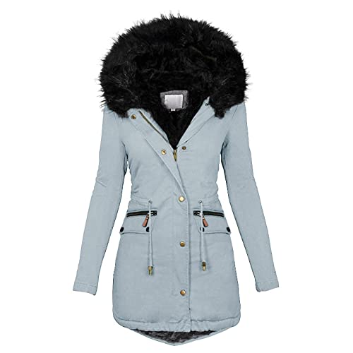 Manteau d'hiver long femme avec doublure chaude et capuche épaisse