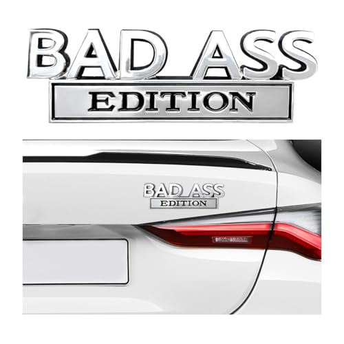 Image of Wevdn Car Bad Ass Edition Emblem, 3D Raised Funny Bad Ass Edition Metal Sticker Fender Badge Decal, Self-Adhesive Bad Ass Tailgate Hood Auto Body Decor, Exterior Car Accessories (Silver&Black)