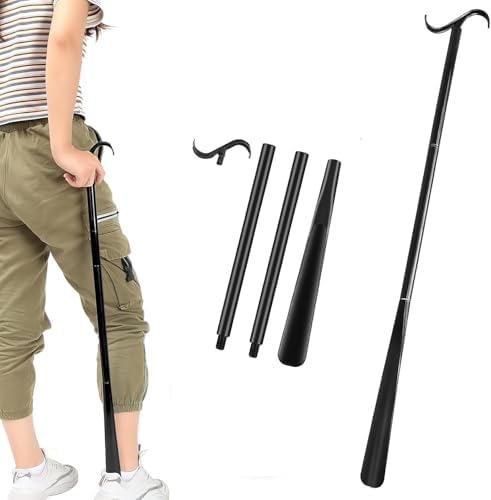 Schuhlöffel Extra Lang, 90cm Schuhanzieher Lang 3-in-1Schuhlöffel Lang