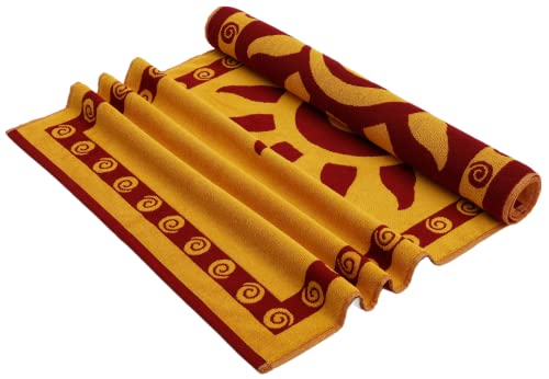 Arus Jacquard Woven Turkish Terry Cotton Beach Towel, Sun, Gold, 28X55 #TOP3