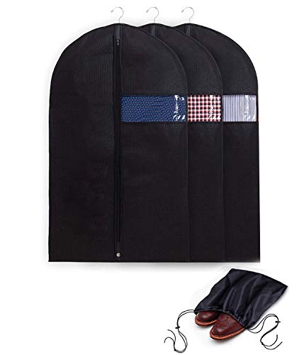 ARCRIST Housses de Vêtements Premium,3 PCS Housses à Vêtements pour Robe et,Manteau,Pochette de Costume de avec Fenêtre pour Le Tailleur et La Robe,Pochette de Respirant pour Voyager,100 x 60cm