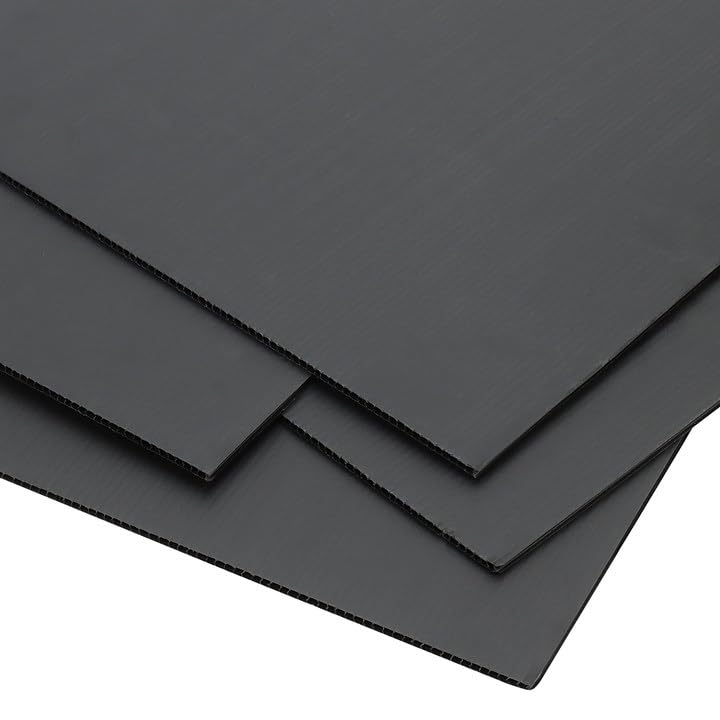 Image of SOUJAP 20 Pack 13 x 17 x 3 /16 Inch Black Corrugated Plastic Sheet, Corrugated Poster Board for Garage Sales, Party Decor