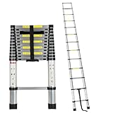 OUTPRIZE 12.5FT Telescoping RV Ladder, Portable Aluminum RV Telescoping Ladder Compatible with Lippert On-The-Go Receiver, 350lbs Capacity