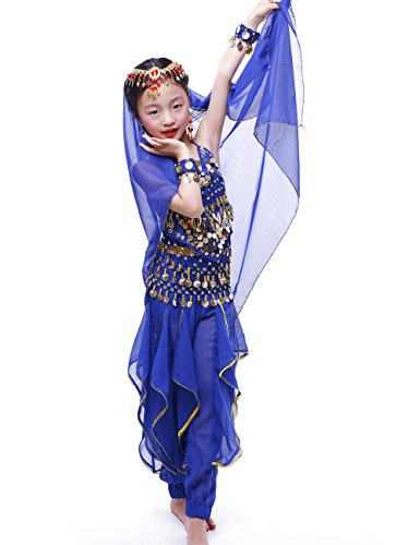 Astage Girls Oriental Belly Dance Sets All Accessories Dark Blue L(Fits 9-11 Years) #TOP5