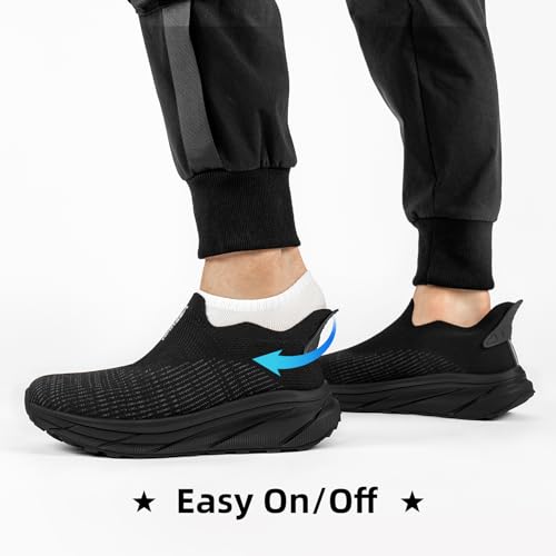 Wide Toe Box Walking Shoes for Men Slip On Diabetic Orthopedic Shoes Lightweight Non Slip Athletic Tennis Sneakers Hands Free