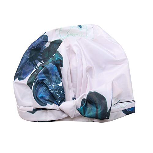 Shower Cap for Women Bathing Hair Caps Waterproof Reusable Adjustable Shower Caps Suitable for Long Short Curly Hair (Flower)