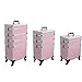Produktbild Professionelles Universal-Rad Trolley Kosmetikkoffer Kosmetik Zug Tabelle mit Lampen und Spiegel beweglichen Spielraum-Verfassungs-Fall,Rosa,3layers35×25×64cm
