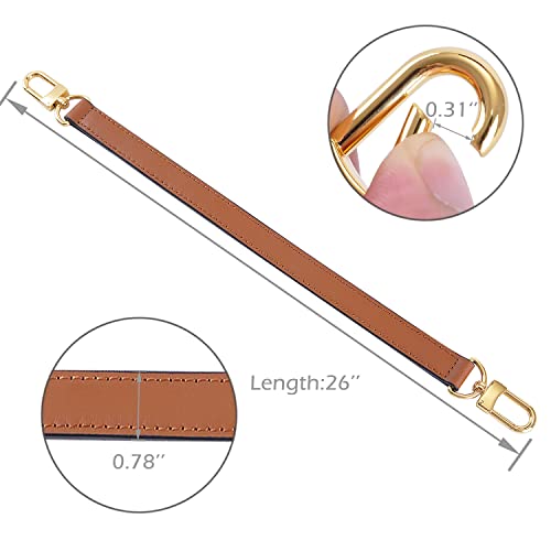 Image of Genuine Leather Plain Strap Replacement Top Handle Leather Strap for Handbag (Caramel, 26 in)