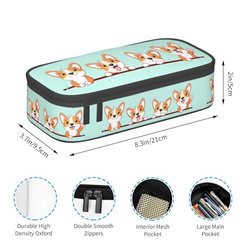 Image of Cute Kawaii Dog Large Pencil Case, Pencil Pouch With Zipper Compartments Stationery Pencil Bag For Kids Teens Students School Supplies