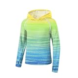 BesserBay Kinder Gelb Grün Blau Langarm UV Shirt mit UV-Shutz UPF 50+ Bademode Kapuzen Schwimmshirt Rashguard 150