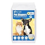Pet Soft Female Dog Diapers - Disposable Doggy Diapers, Ultra Absorbent Leak-Proof Cat & Puppy Diapers for Dog in Heat or Incontinence 10pcs Medium