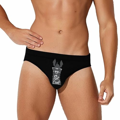 Be Cool Llamas Mens Swim Briefs Bikini Sexy Low Rise Trunks Swimsuit Bathing Suit Beach
