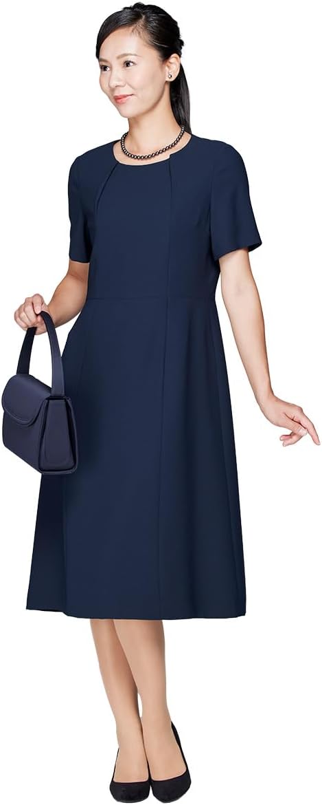 ジバンシー　ハイフォーマル　ドレスワンピース　マキシ丈　ネイビー　東京ソワール ネイビー】レース×ジャカード お袖付き セミフレアロングドレス｜東京