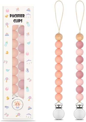 Pacifier Clips, 2PCS Baby Silicone Pacifier Clip for Boy Girl Soo...