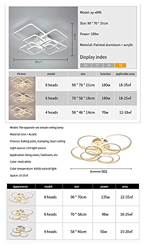 Lustre LED pour salon et cuisine moderne à intensité variable blanche - 4