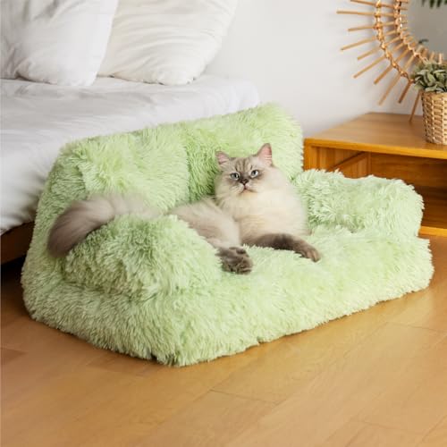 Mewoo Sofá para cães, cama de cachorro pequeno com capa lavável removível, sofá fofo para animais de