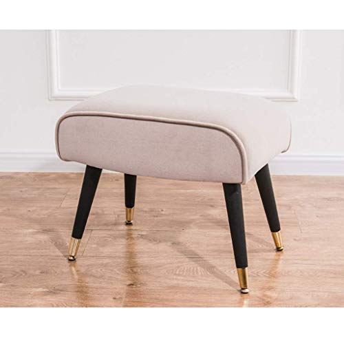 Tabouret de vanité gzz avec pattes noires et siège confortable beige