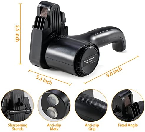 Electric Knife Sharpeners Professional, Scissor Chef Butcher Kitchen Sharpening Tools - UK Plug/Black
