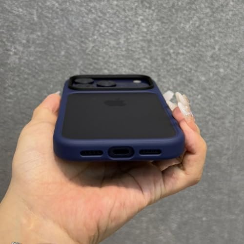 Coque iPhone 17 Pro Max transparente mate orange avec boutons métalliques antichoc