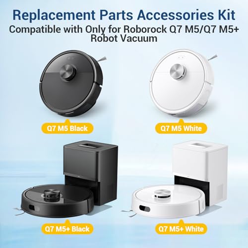BUXEBUX 22 Stück Zubehör für Roborock Q7 M5/ Q7 L5+ Saugroboter Ersatzteile, 2 Hauptbürsten, 6 HEPA-Filter, 6 Wischpads, 6 Seitenbürsten, 1 Schraubendreher, 1 Sauberes Werkzeug