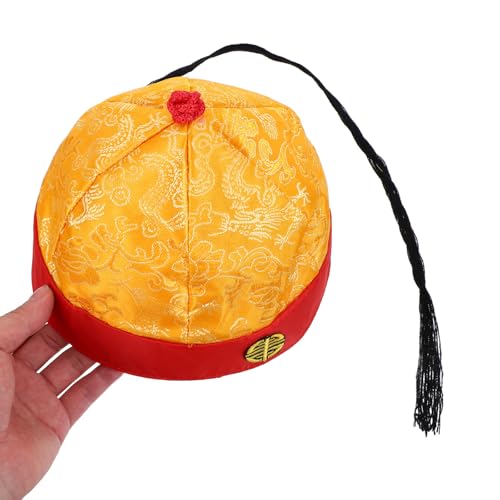 Gorros chinos retro con trenza accesorio de disfraz tradicional Qing 4