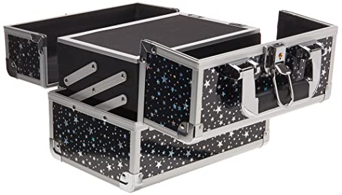 image for Joligrace Makeup Train Case Portable Cosmetic Box 2 Trays with Mirror 