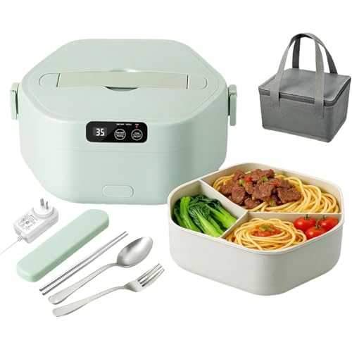Electric Lunch Box, 3-Compartment Tray, 1L Portable Self Heated Lunch Box, 16000mAh Cordless Heating,Rechargeable Food Warmer with Scheduled Heating for Office, Travel, Camping, etc