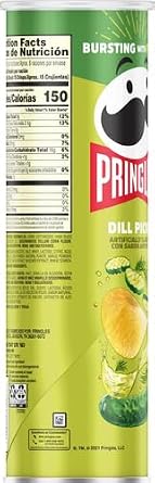 Pringles Potato Crisps Chips, Lunch Snacks, Snacks On The Go, Dill Pickle, 5.5oz Can (1 Can)