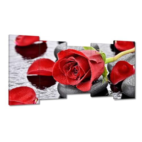 Peinture imprimée sur toile decoration murale grand format fleurs rouges 150x80