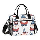 Amooorous Sac à déjeuner avec bandoulière pour adultes Motif nain de Noël américain