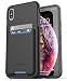 iPhone Xs MAX Wallet Case (2018) Encased Ultra Durable Cover with Card Holder Slot (4 Credit Cards Capacity) (Phantom Black)