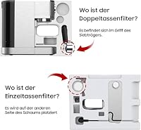 iceagle Espressomaschine CM1665B mit 20 Bar Italienischer Pumpe - Espresso Siebträgermaschine Edelstahl | Kaffeemaschine Espresso für Cappuccino, Latte, Touchscreen mit Druckanzeige, 1.3L Wassertank – Ansicht 4