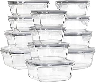 MUMUTOR Glass Food Storage Containers with Lids, [24 Piece] Glass Meal Prep Containers, Airtight Glass Bento Boxes, BPA Free & Leak Proof (12 lids & 12 Containers)