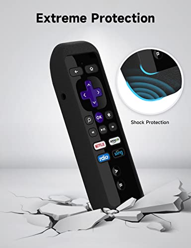 Sikai Silicone Case For Roku Gaming Remote Shockproof Protective Cover For Roku 3 (4230 And 4200) Roku 2 (4210) Rc54R Enhanced Remote Anti-Slip Washable Anti-Lost With Hand Strap (Black) #TOP2