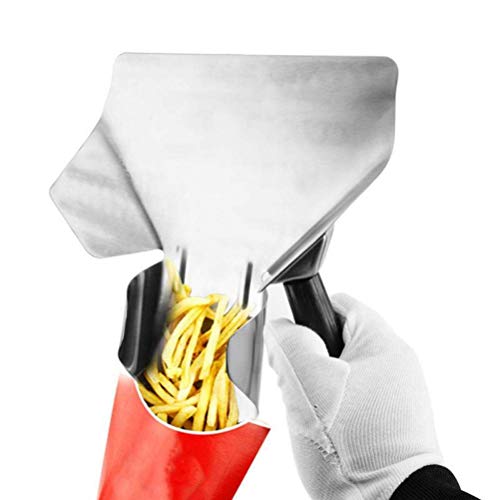 Stainless Steel French Fry Popcorn Scoop, French Fry Bagger, Quick Fill Tool for Bags Boxes, Multipurpose Scooper for Food, Fries, Snacks, Desserts, Ice