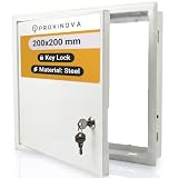 PROXINOVA Tapa Cuadro Electrico 20x20 cm Trampilla Pladur con Llave Puerta Metálica Blanca para Contador Luz Agua Registro Técnico Panel Acceso Pared y Techo