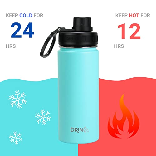 Image of Drinco Stainless Steel Water Bottle Spout Lid Vacuum Insulated Double Wall Water Bottle Wide Mouth Leak Proof Keep Cold Sport Camping Hiking (18oz Teal)