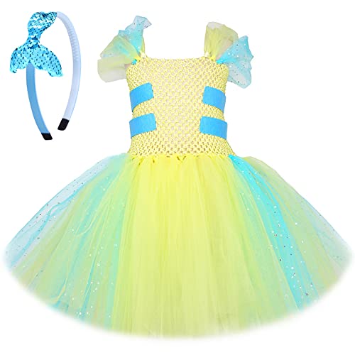 Costume de Noël enfant fille en tulle jaune avec bandeau pour bébé 12 mois