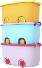 25 Liters/Toy Storage Box Large Size/Toy Storage Organiser/Toy Basket Storage Box for Kids Big Size Storage Container Box Stackable/Wheels/Locking Lid & Handle (PACK OF 3)