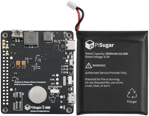 Pisugar S Plus Portable 5000 mAh UPS Lithium Battery Power Module Platform for Every Raspberry Pi 3B/3B+/4B Model Accessories handhold(Not Include Raspberry Pi)