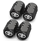 Tire Valve Caps, Valve Stem Caps Fit Toyota, Corolla, RAV4, Highlander, Alloy Car Tire Caps for Corrosion Resistant Leak-Proof Car Accessories, Black