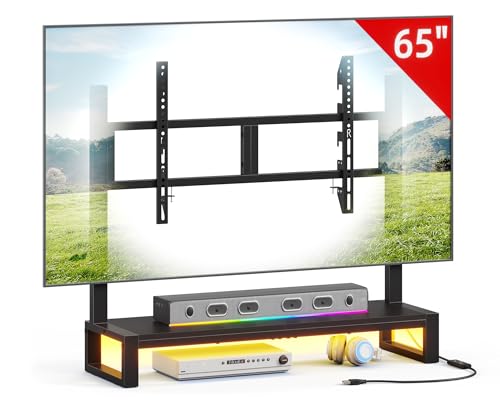 GYIIYUO Tabletop TV Mount Stand with Led Light for 32-65 Inch TVs, Height Adjustable Universal TV